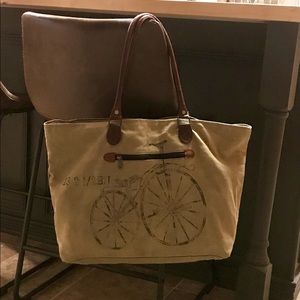 Mona B Upcycled Canvas Military Tote Bag